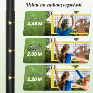 COSTWAY siatkówka plażowa do ogrodu, na plażę, podwórkowa, 9,5 x 1 m, z regulacją wysokości, ze stojakiem, młotkiem, pompką i torbą do przenoszenia - Image 4